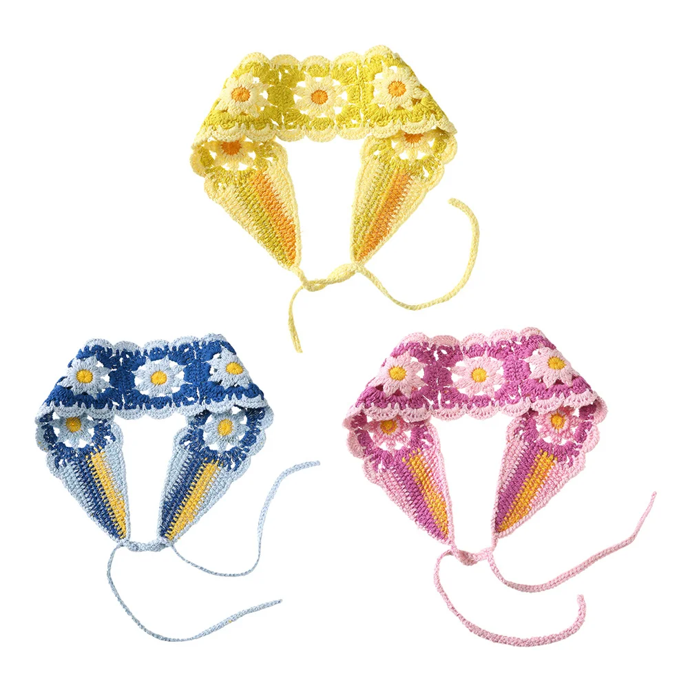 

3 шт., повязка на голову, повязки для волос, вязаная крючком, вязаная повязка на голову с цветочным принтом для женщин и девочек, регулируемые аксессуары для волос в стиле ретро