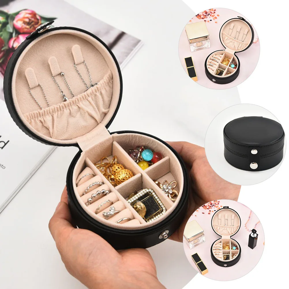 Portable Buckle Jewelry Box Large Travel Case Ring Earrings Storage Organizer Compact Jewelry Holder