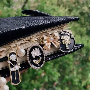 ブラックゴールドローズペーパークリップかわいいブックマークスタイルブックデコレーションノートブックプランナーアクセサリー