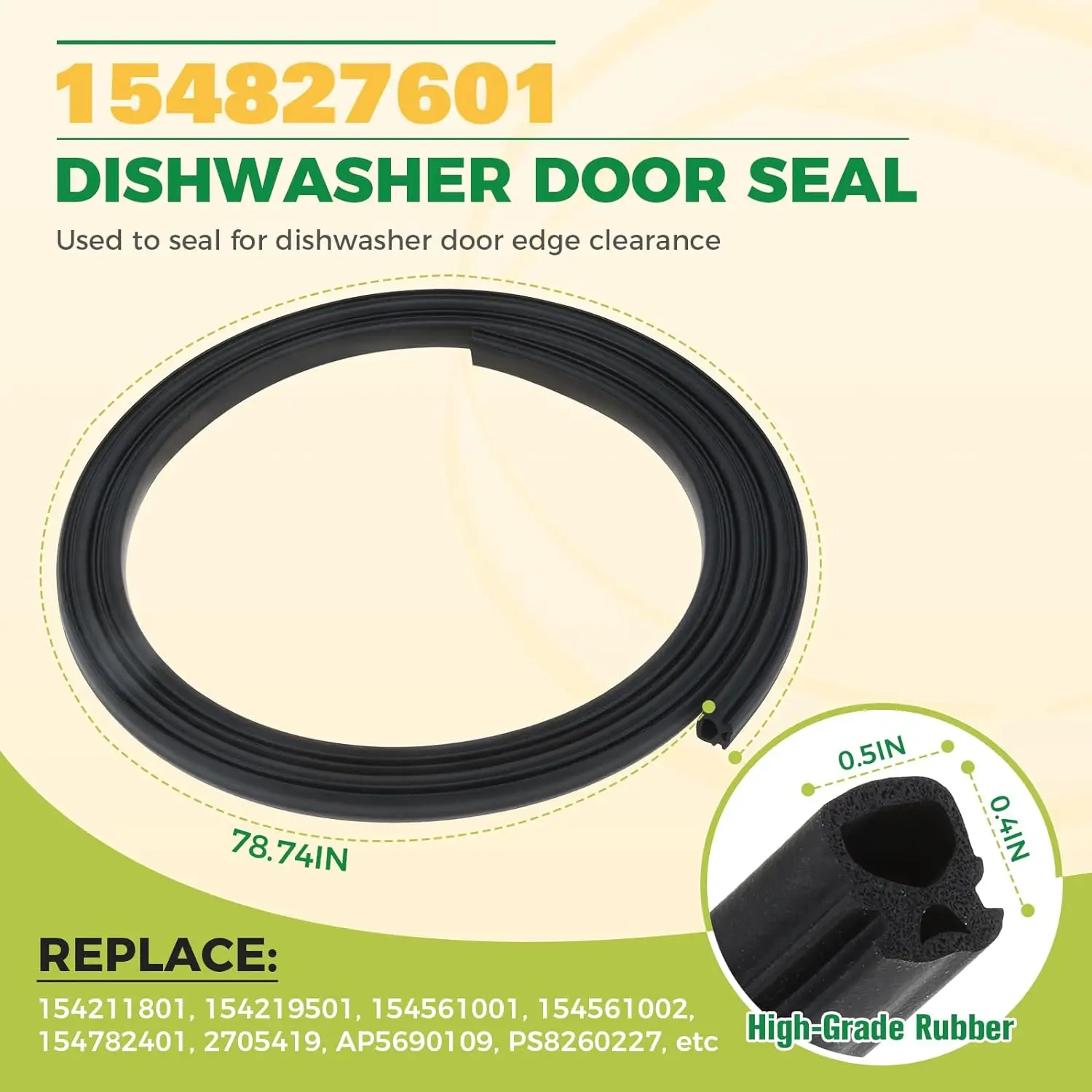 154827601 Dishwasher Door Seal 809006501 Lower Seal 154701001 Splash Shield Kit Fit for Frigidaire Kenmore Replace AP5809675