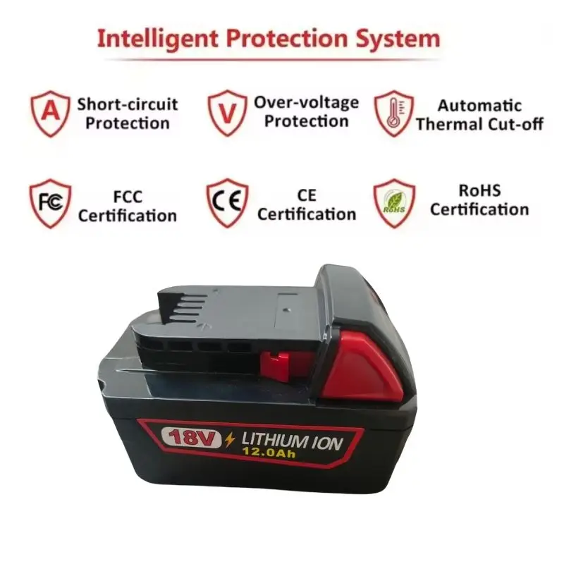 Pro Milwaukee M18 M12 Baterie pro nářadí Lithium XC Baterie s prodlouženou kapacitou XC 48-11-1860 M18B5 M18B4 18650 Dobíjecí baterie - náhled 3