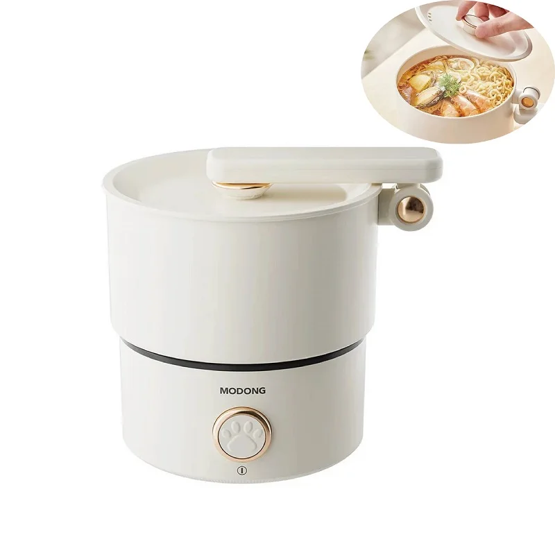 

110V/220V Fold Electric Cook Pot Multicooker Fried Pan Cook Noodle Pot Non-stick Mini Electric Skillet Travel Electric Kettle 2L