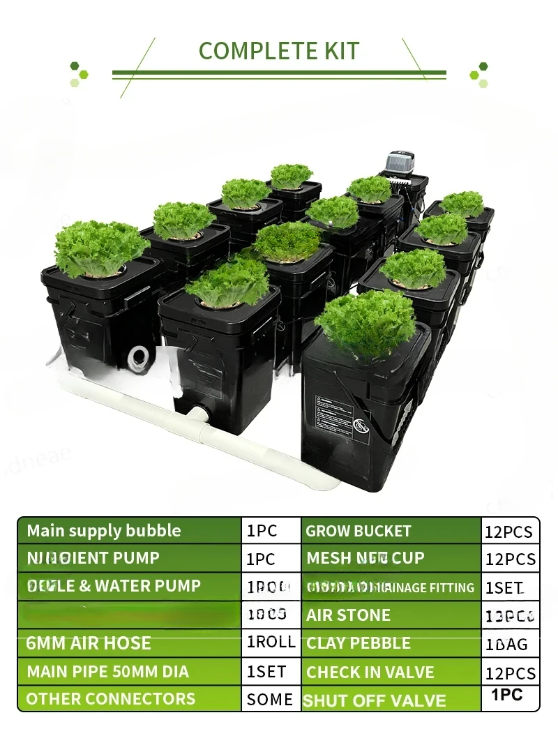 Recirculating DWC Bucket Hydroponics System 12 Grow Pot System Indoor Hydroponic