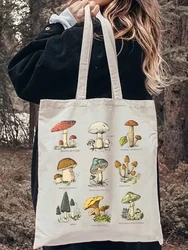 1pc Vintage Mushroom Pattern Tote Bag Cute Shopping Bag Carrier Bag Casual Canvas Shoulder Bag Handbag & Shopping Gift Bag