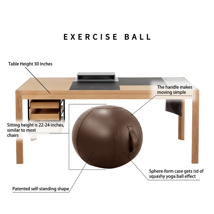 Quality anti burst PU leather fitness stability women men exercise gym yoga ball with cover sitting ball chair for office