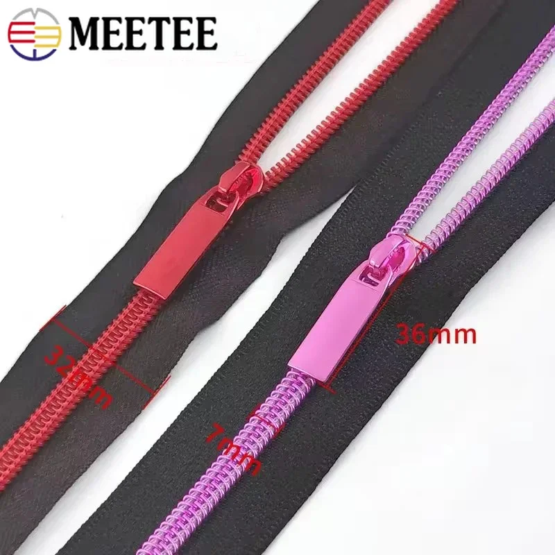 1/2/3Meters 5# Meetee Sewing Zipper with Nylon Zippers Pulls Slider Bag Purse Zip Closure Coil Roll Clothes Head Zips Repair Kit