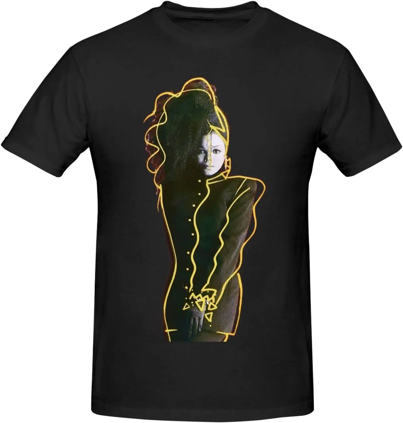 Janet Music Jackson T-Shirt Men's Cotton Performance Basic Short Sleeve T-Shirt Black