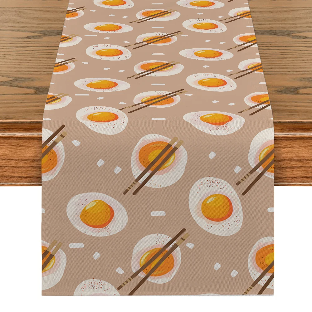 Poached Egg Spoon Table Runner Dining Table Cloth  Decor for Kitchen Holiday Party Table Runners Decoration for Home Kitchen