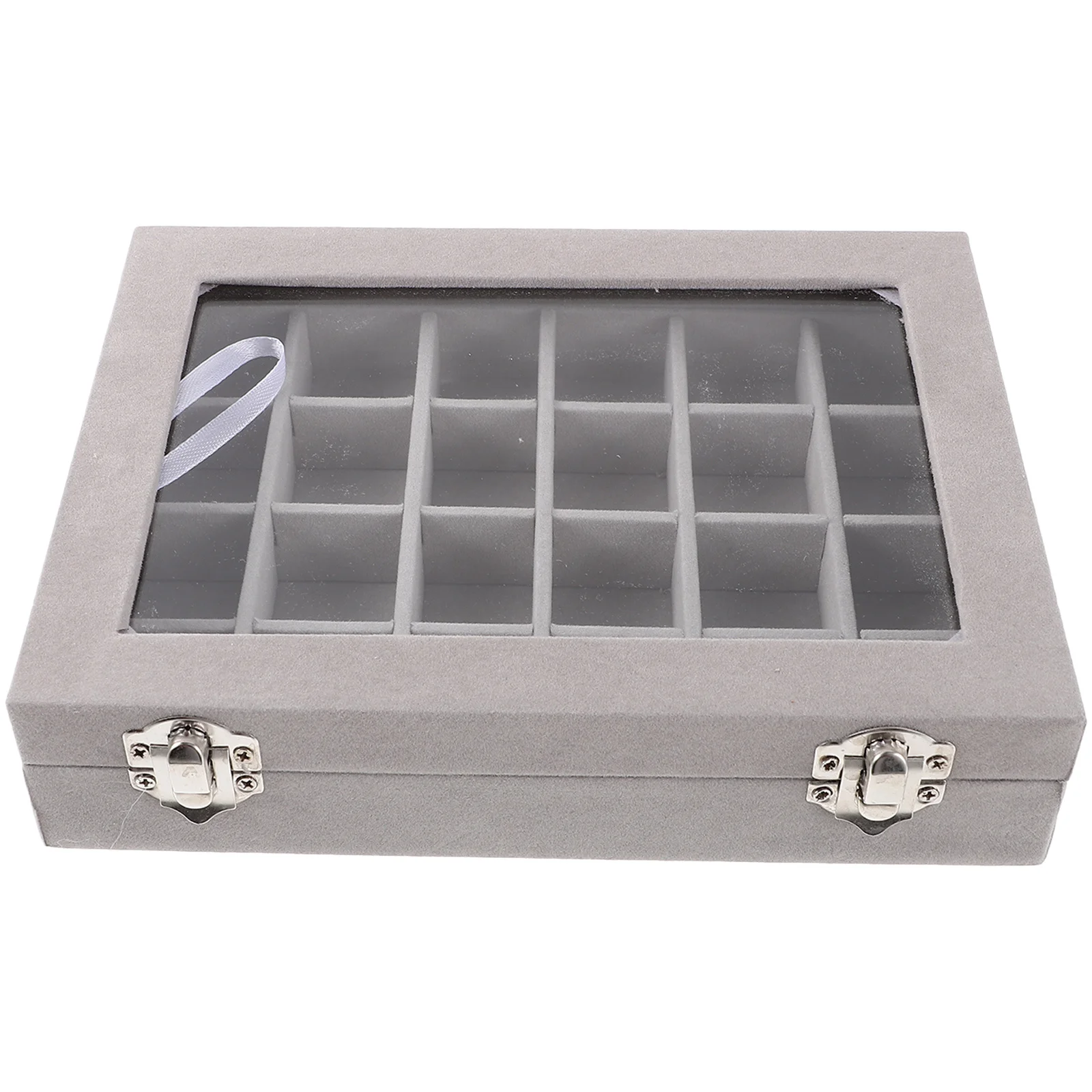

Multi-Grid Jewelry Storage Box Large Necklace Bracelet Earring Organizer Clear Window Desktop Jewelry Display Case Organizer