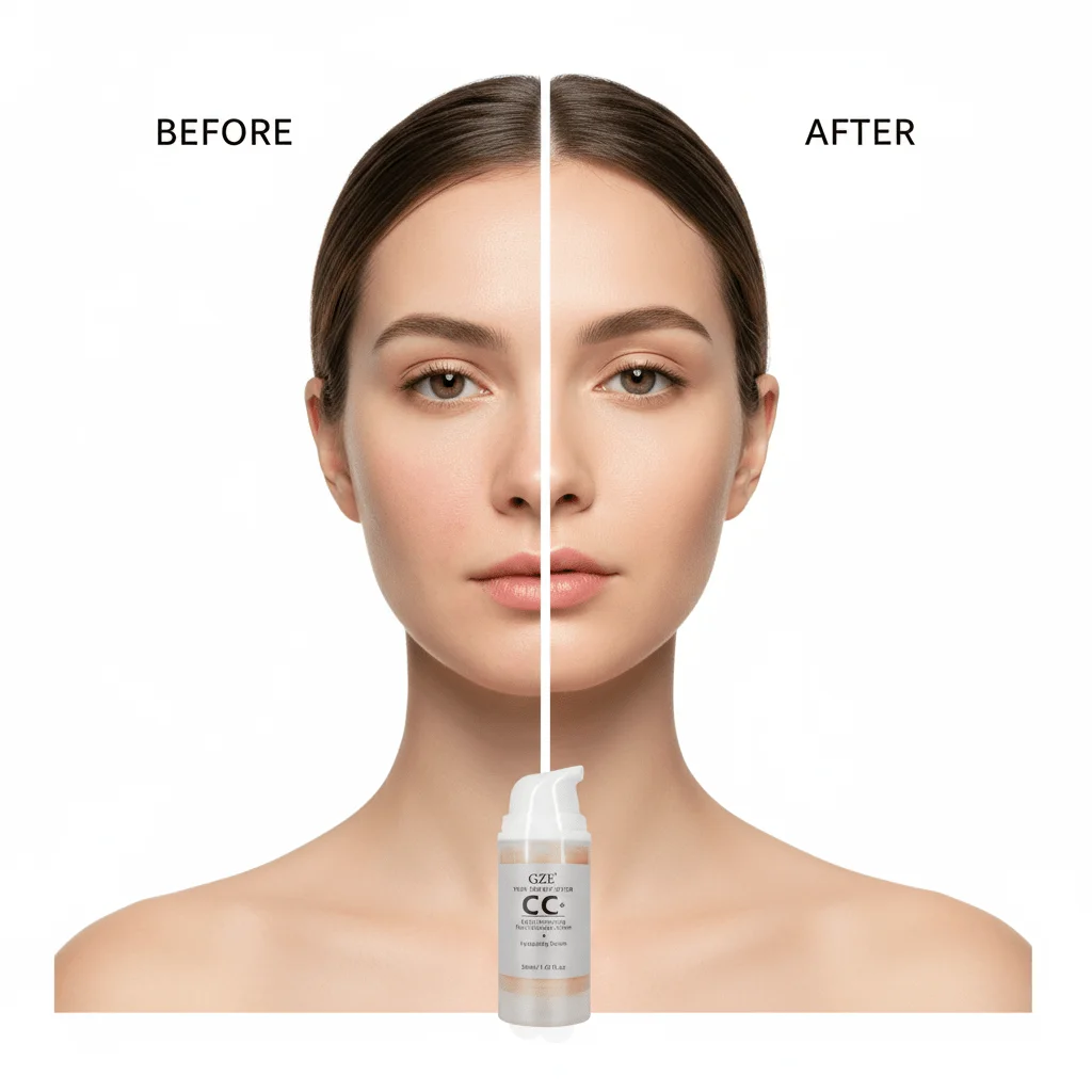 كريم GZE CC+ مع مصل |   كريم أساس لتصحيح الألوان بتغطية كاملة |   ترطيب، يمنح لون البشرة، يغطي العيوب والهالات السوداء