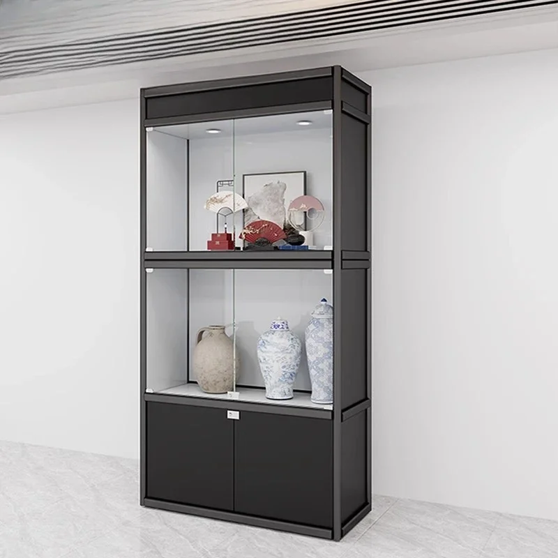 hot sales Custom Museum Glass Cabinet Antique Calligraphy and Painting Porcelain Cultural Relics Art Statue Exhibition Cabinet