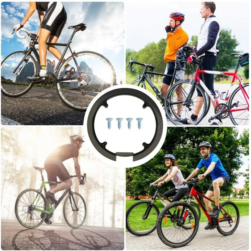 Protectores de cadena de bicicleta negros con 4 tornillos, protector de piñón de bicicleta ligero, fácil instalación, cubierta de piñón de bicicleta de 42/44 dientes