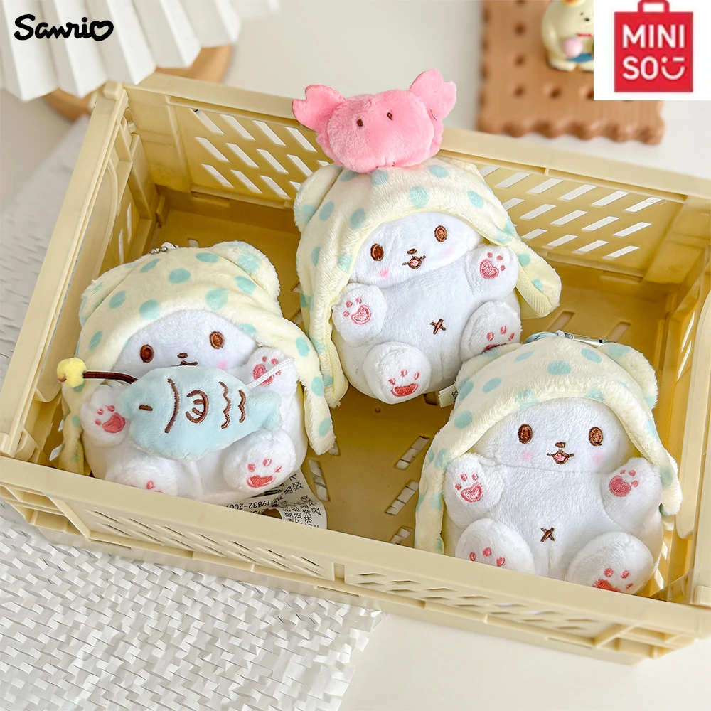 Miniso Sanrioed Blanket Stuffed Toys Cute Bag Decorative Pendants Kawaii Cartoon Stuffed Plushie Soft Doll Keychain Kids Gift