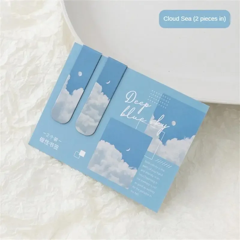 2pcs/set Fantasy Clouds Sun Moon Magnetic Bookmarks Students Book Page Holder Reading Items Korean Stationery Office Supplies