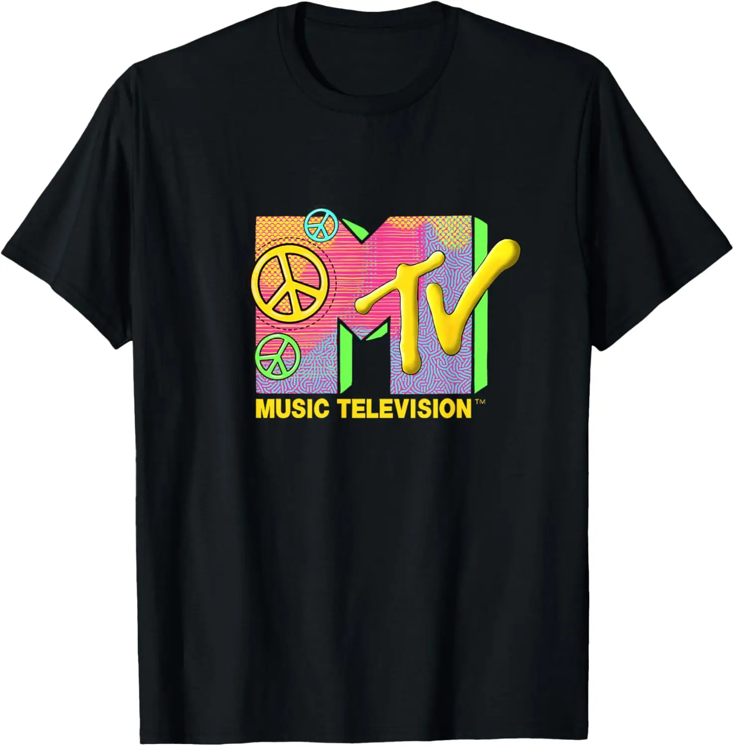 Mademark x MTV - The official MTV Logo with peace love and happiness T-Shirt