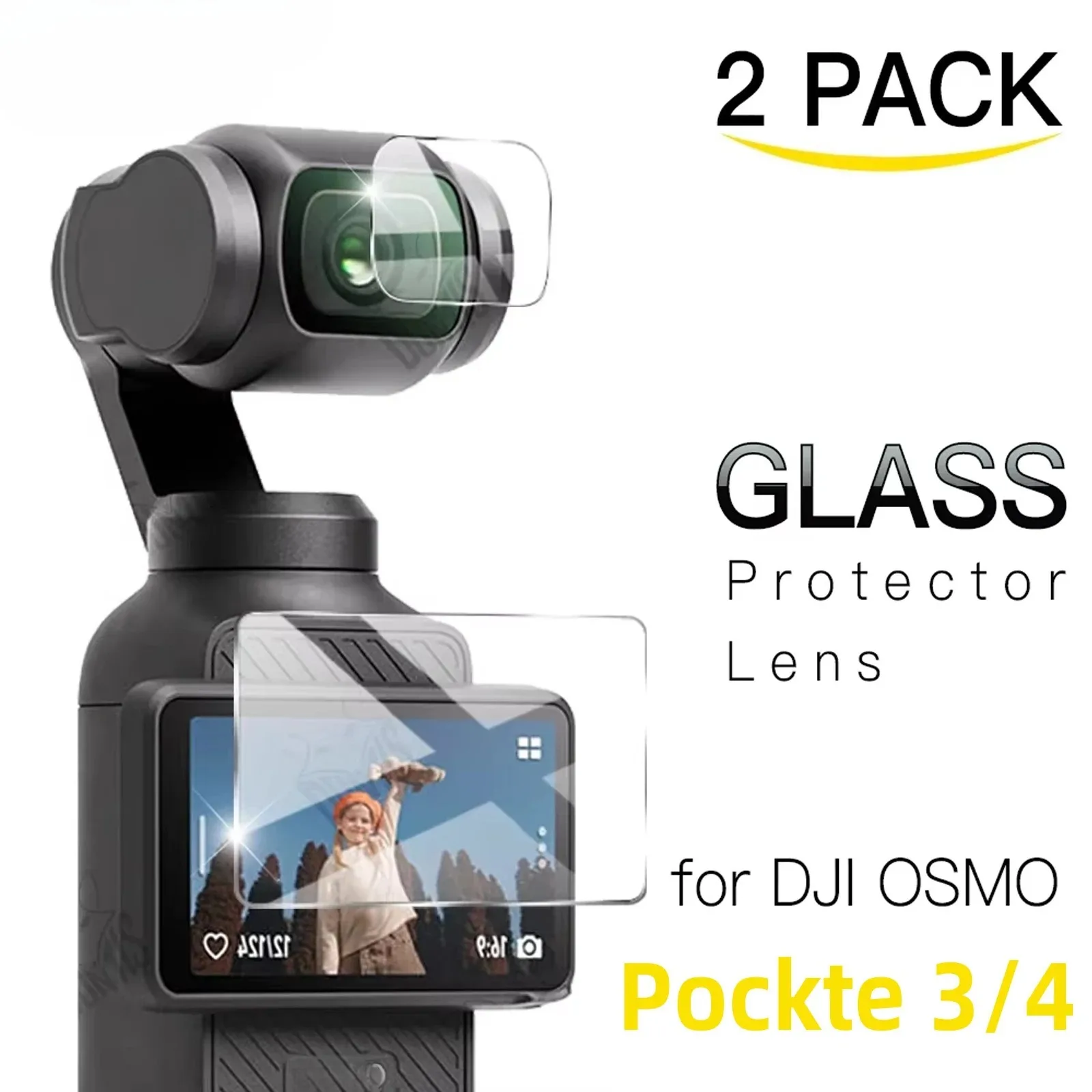 Tempered Glass Screen & Lens Protector, Anti-Scratch Protective Film for DJI OSMO Pocket 3 Pocket 4 Camera Accessories
