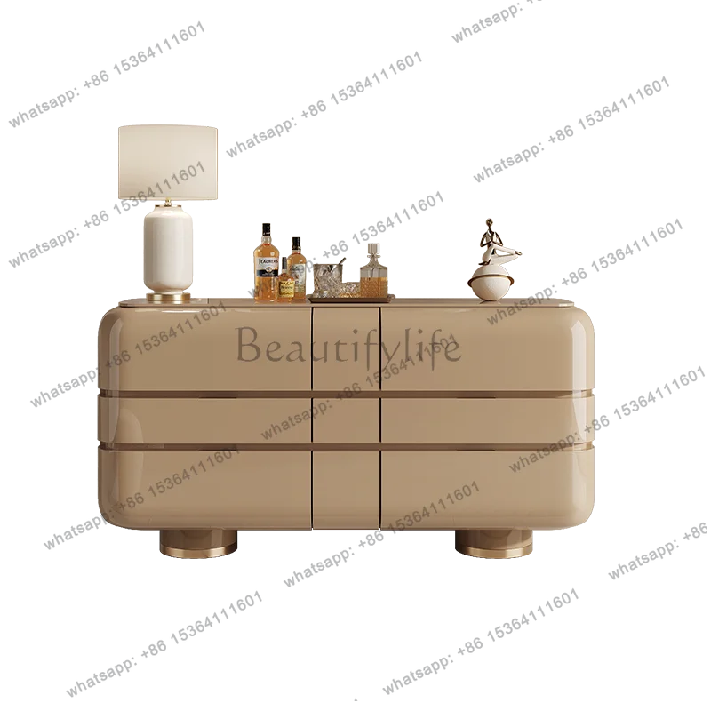 

American light luxury six-chest cabinet living room solid wood storage porch cabinet modern home high-end sense