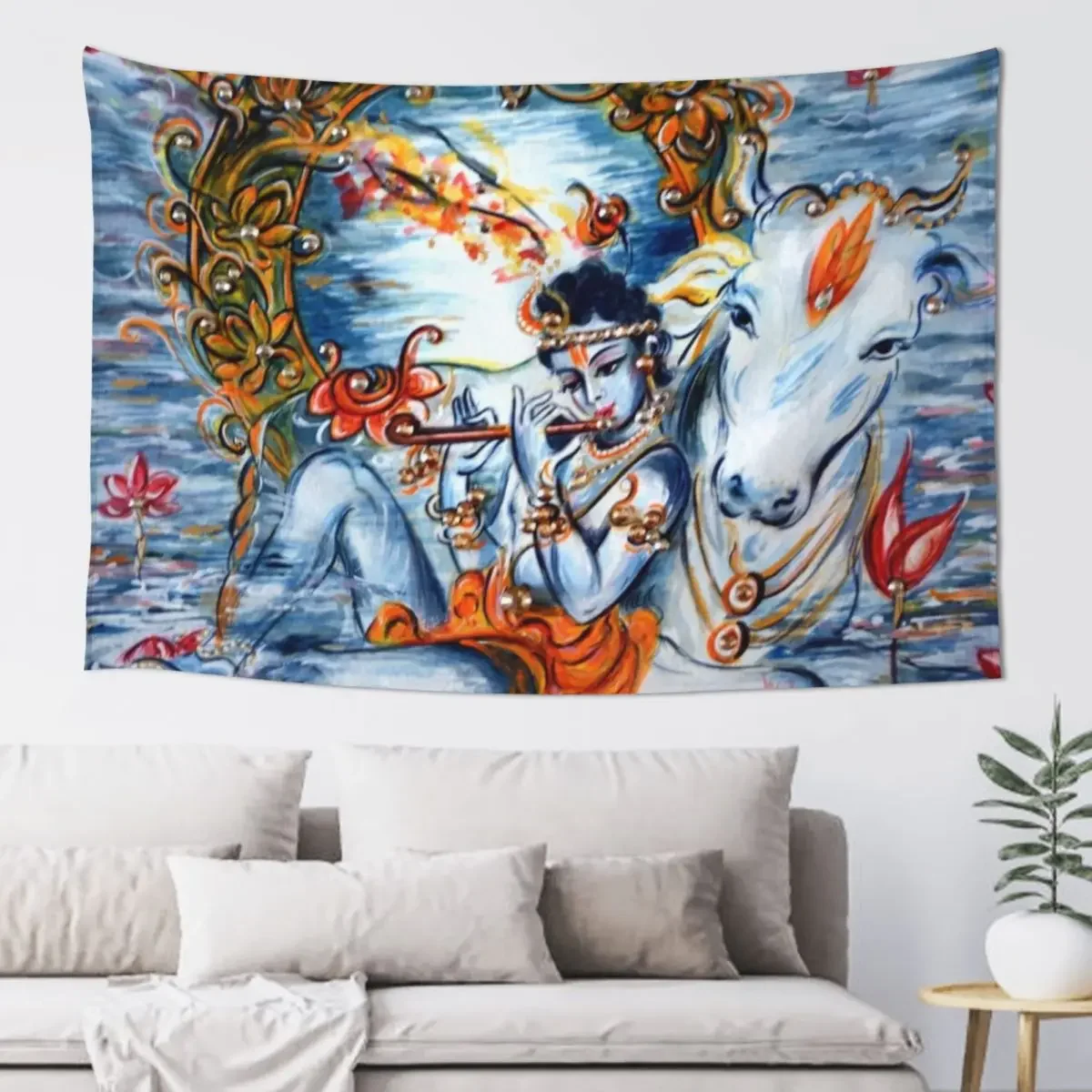 

Sweet Krishna Tapestry Home Decoration Room Decoration Aesthetic Tapestry