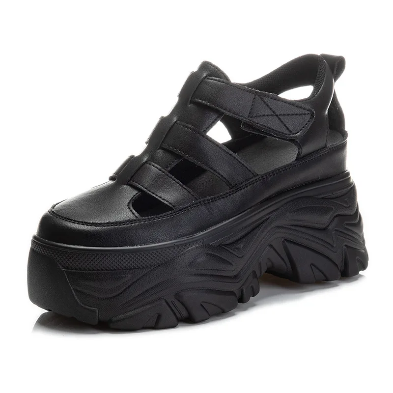 Summer Sandals New Arrival Women's 8cm Elevator Hollow Out Mesh Dad Sandals Thick Platform Roman Outdoor Walking Shoes