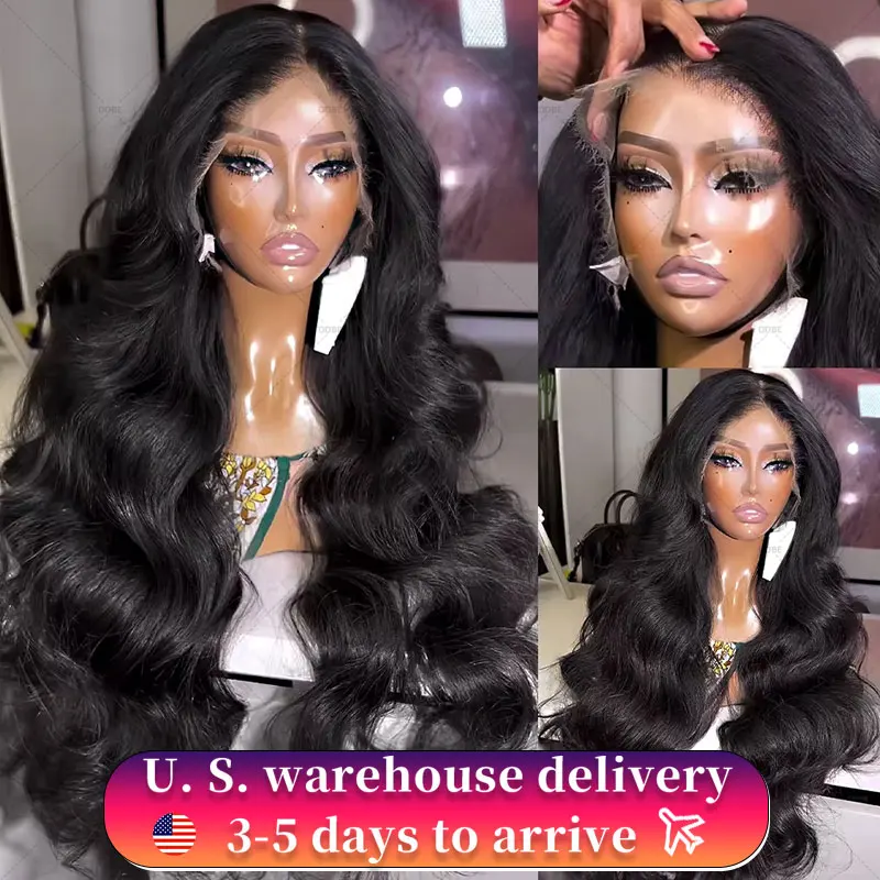 Perruque Lace Front Wig Body Wave Brésilienne Remy Naturelle, Cheveux Humains, 13x6, 13x4, Transparent HD, Densité 200%, 30 40 Pouces, pour Femme