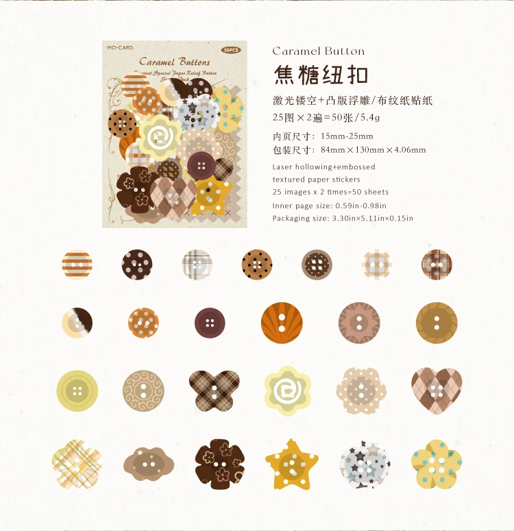 JIANQI 50 Stück Button-Sammler, Kraftpapiermaterial, dekorative Aufkleber, Tagebuch-Album, Scrapbooking-Material, Junk-Journal-Zubehör – Detail 9