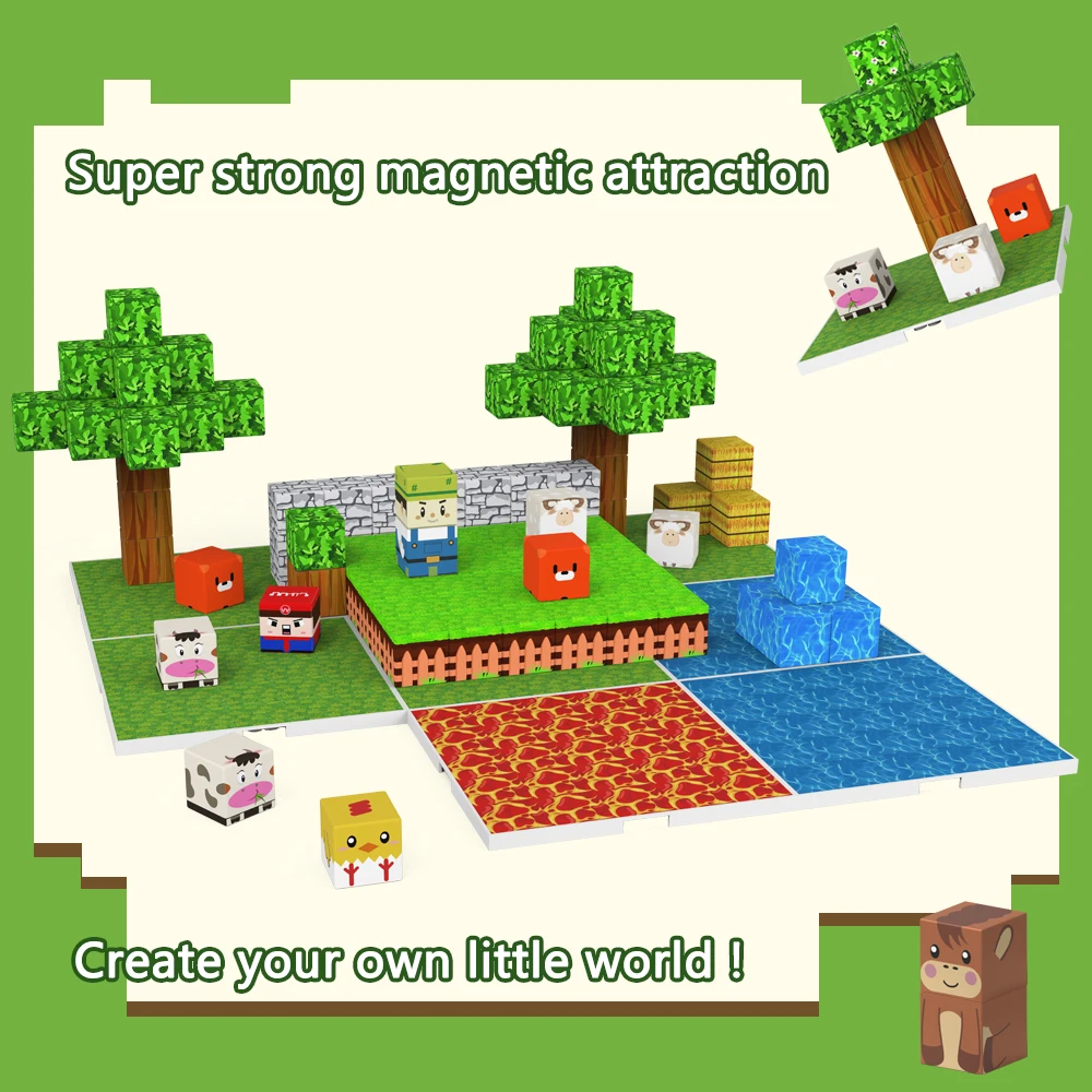 لوحة قاعدة مغناطيسية عالم مغناطيسي بنة كتلة مغناطيسية متنوعة تتطابق مع ألعاب ألغاز مغناطيسية للأولاد والبنات
