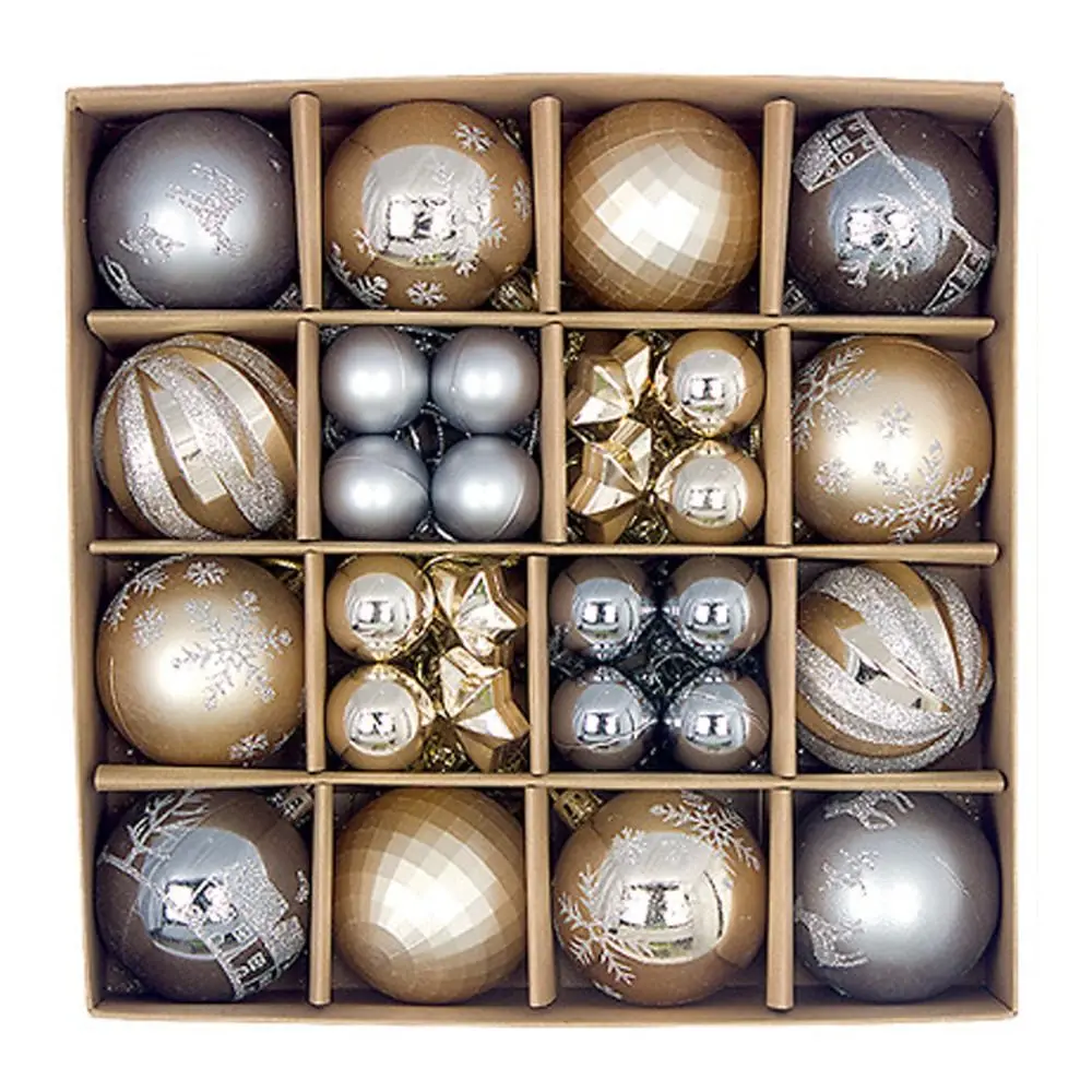 44pcs Plastic Christmas Balls Shatterproof with Hanging Loop Christmas Pendant Ball 3-6cm Reusable Christmas Tree Decorative