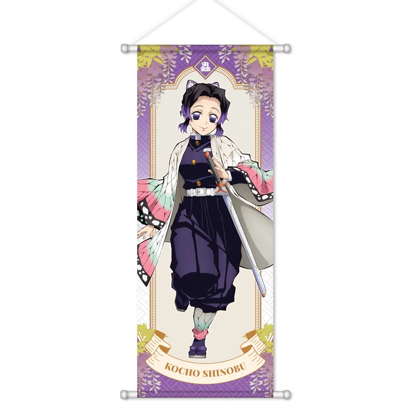 Dämonentöter Anime periphere hängende Malerei Seidenposter Tanjiro Nezuko Giyuu Mitsuri Love Scroll 2D Dekoration 72x28cm – Detail 7