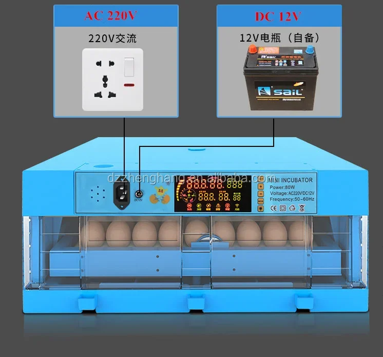 Mini Automatic Egg Incubator 192 Eggs Incubator 12 Volt Battery Egg Hatching Machine Price