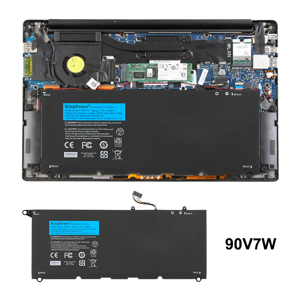 KingSener 90V7W JHXPY JD25G 090V7W Laptop Battery For Dell XPS 13 9343 XPS13 9350 13D-9343 P54G 0N7T6 5K9CP RWT1R 0DRRP 56WH