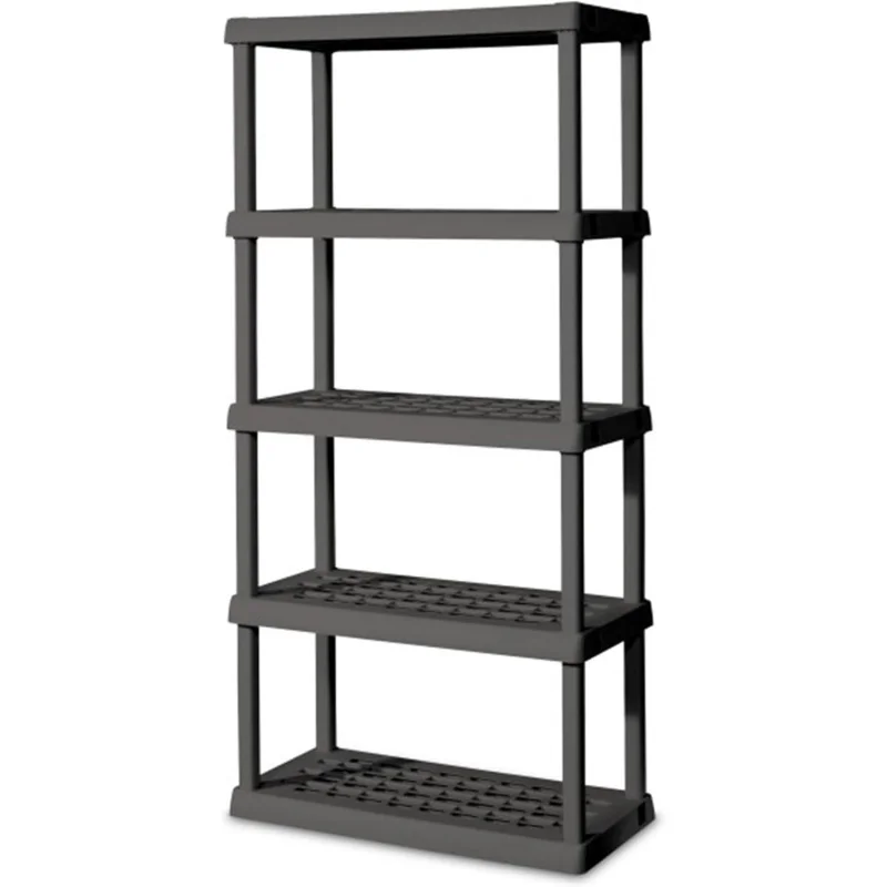 

4 Set 5 Shelf Heavy Duty Plastic Storage Rack, Multipurpose Organizer Shelving Home Garage Basement Warehouse, Gray