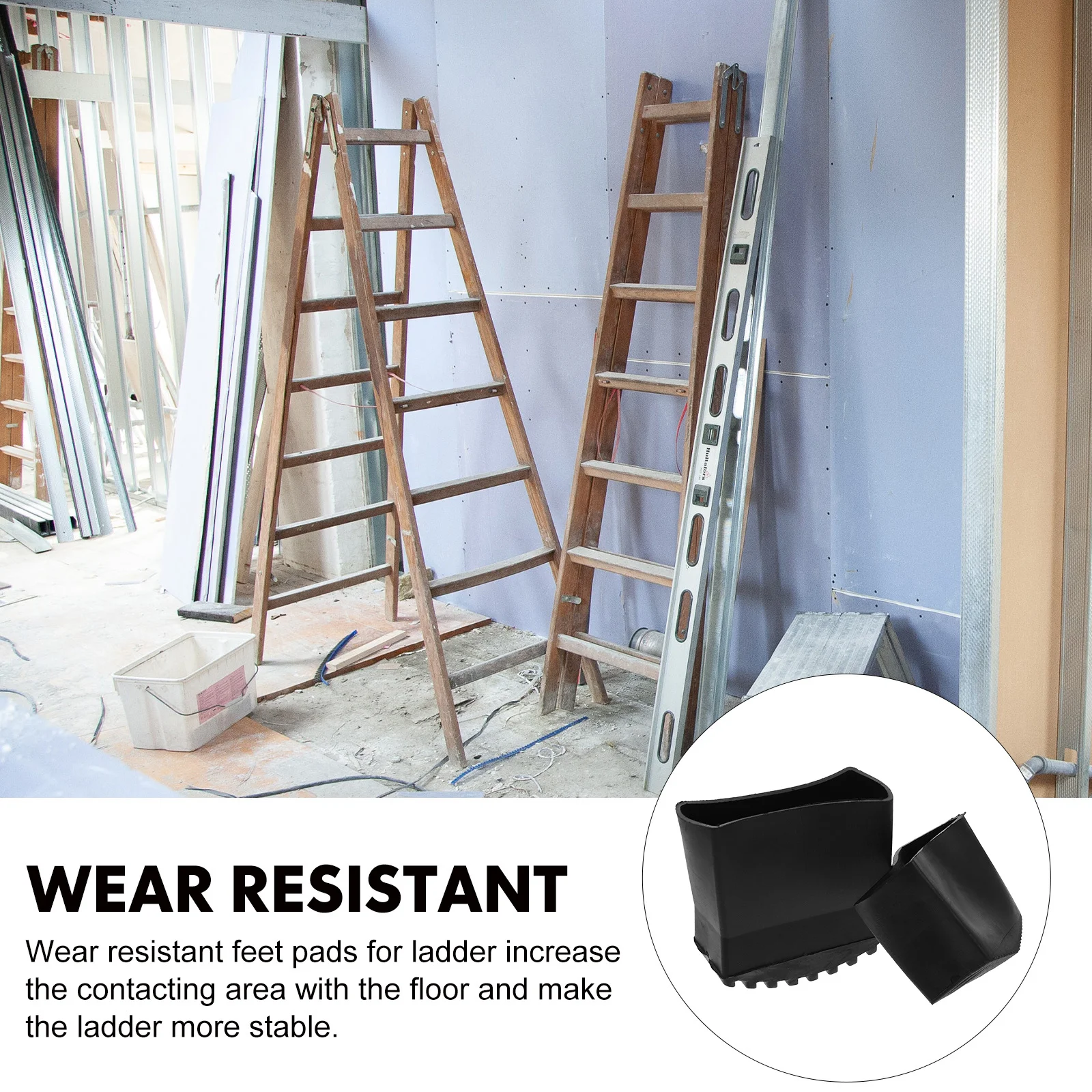 

4Pcs Non-Slip Ladder Foot Cover Premium Rubber Anti-Skid Sound Insulation Ladder Feet Protector for Floor Wood Tiles Carpets