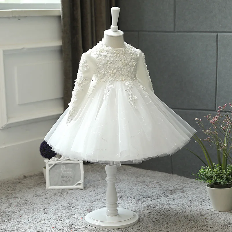 Girls' New One-Year-Old Flower Girl Wedding Piano Performance Dress Embroidered Princess Gown