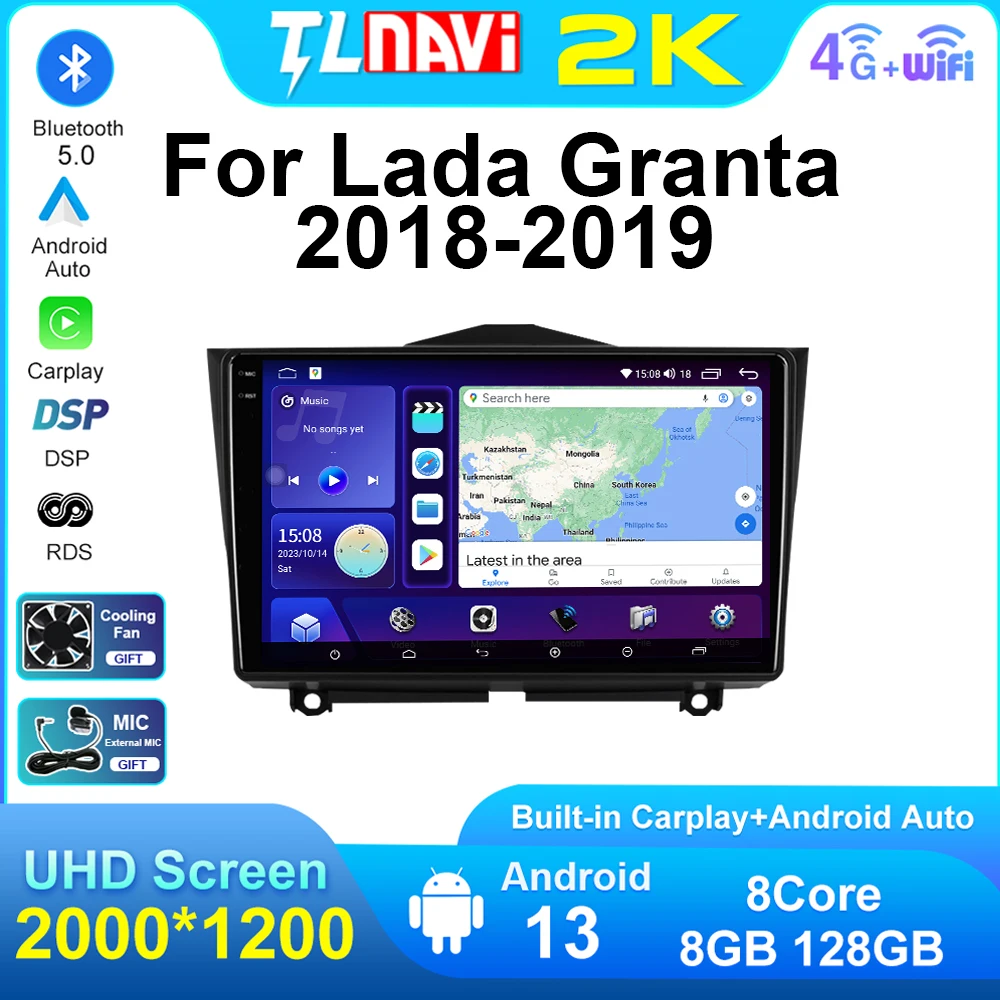 For LADA ВАЗ Granta Cross 2018 2019 Car Android Auto CarPlay AndroidAuto Radio Video Multimedia Stereo Player GPS Navigator