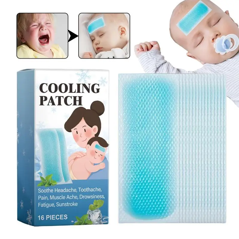 Soft Fever Patch For Kids 16 Sheets Cooling Gel Patches Quick Physical Cooling Child-Friendly Fever Cooling Pads Mild Patches