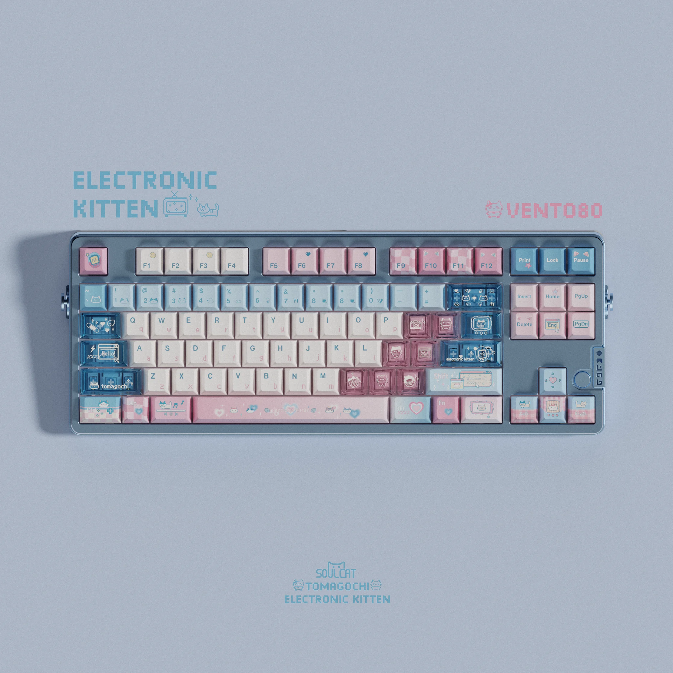 Chosfox&Soulcat 141+26 Tasten Elektronische Katzen-Tastenkappen PBT+PC Transparente Tastenkappen Cherry-Höhe Anpassbare Mechanische Tastatur-Tastenkappen – Detail 1