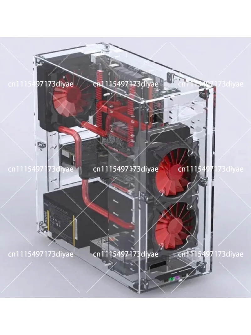 Transparent DIY PC Case Acrylic PMMA Chassis Vertical ATX Layout Customizable Showpiece Computer Tower