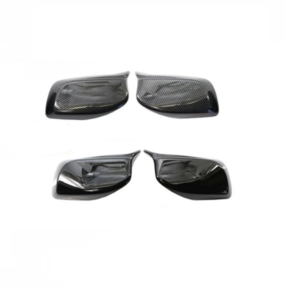 1Pair Auto Tuning for BMW E60 Rearview Outside Mirror Housing E61 2004-2007 Bright Black Carbon Grain 51167078359 51167078360