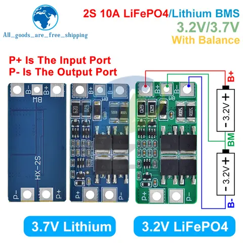 Lithium battery protection board 2S 10A with balance TZT