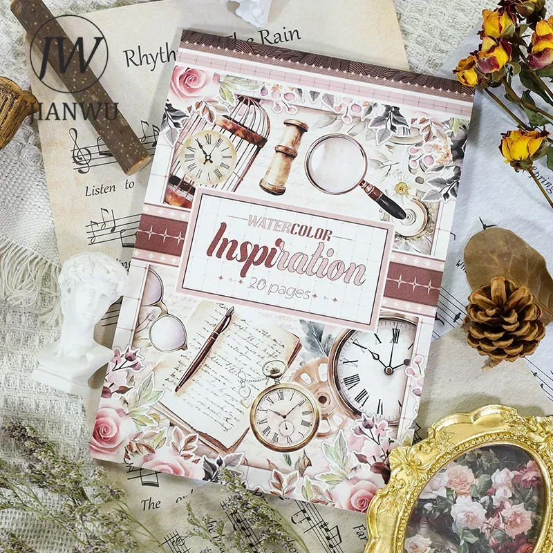 

JIANWU Vintage Character Flower Castle Landscape Material Collage Sticker Book Creative DIY Journal Scrapbook Stationery
