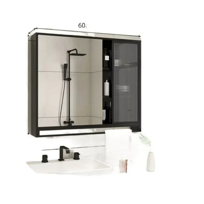 Smart bathroom mirror cabinet Solid wood separate wall-mounted bathroom mirror Changhong glass door mirror box with locker