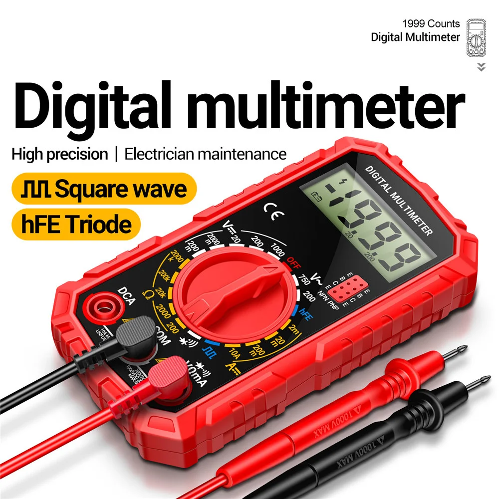 LCD Backlight Digital Multimeter AC/DC Voltage Resistance Meter Current Meter Electrician Ohm Diode Triode Square Wave Tester