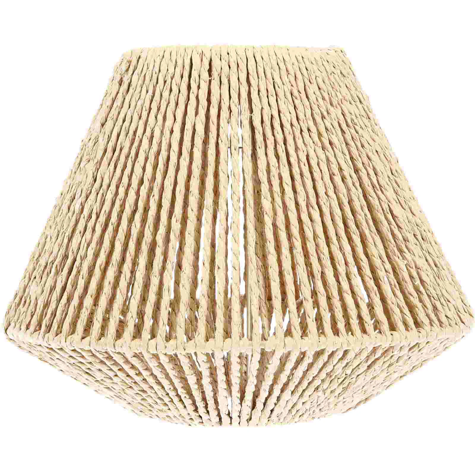 

Desk Lampshade Rattan Light Fixture Woven Chandelier Boho Straw Rope Shades for Restaurant Lantern