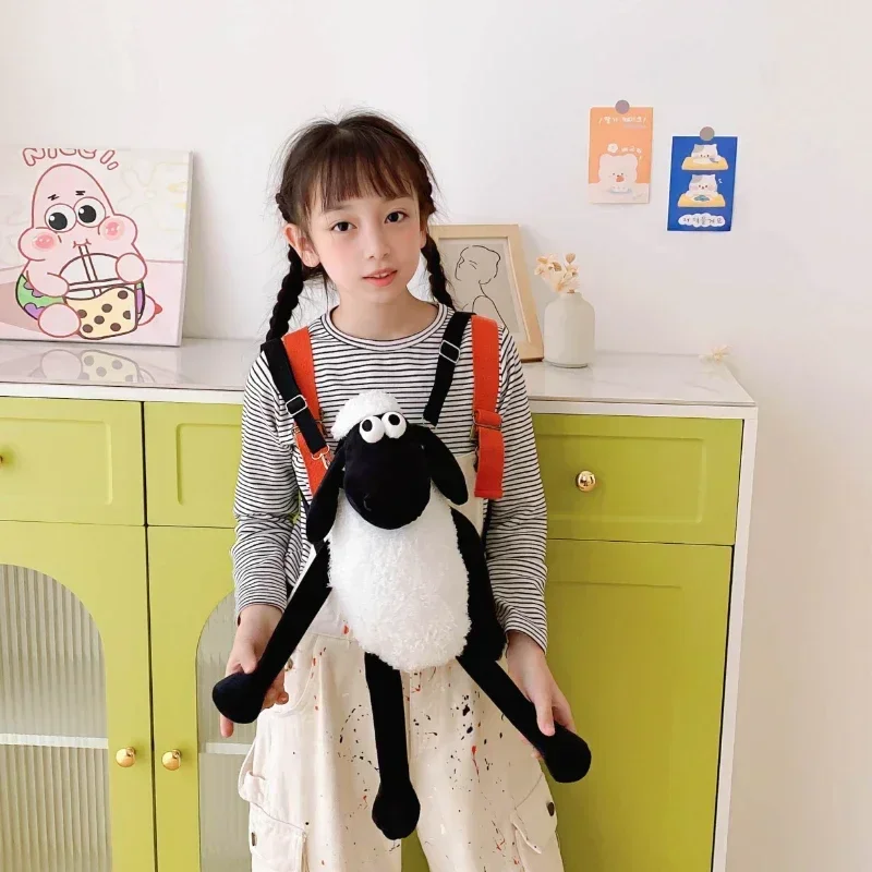 MINISO Shaun The Sheep Plush Backpack Cute Cartoon Doll Knapsack Carried on One Shoulder Holiday Gifts Toy Anime Peripherals