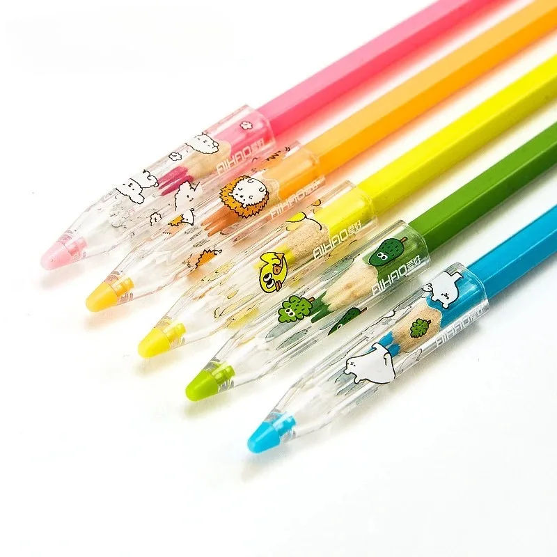 5pcs Cartoon Pencil Cap Student Writing and Painting Pencil Case Pencils Extender School Supplies Pen Case
