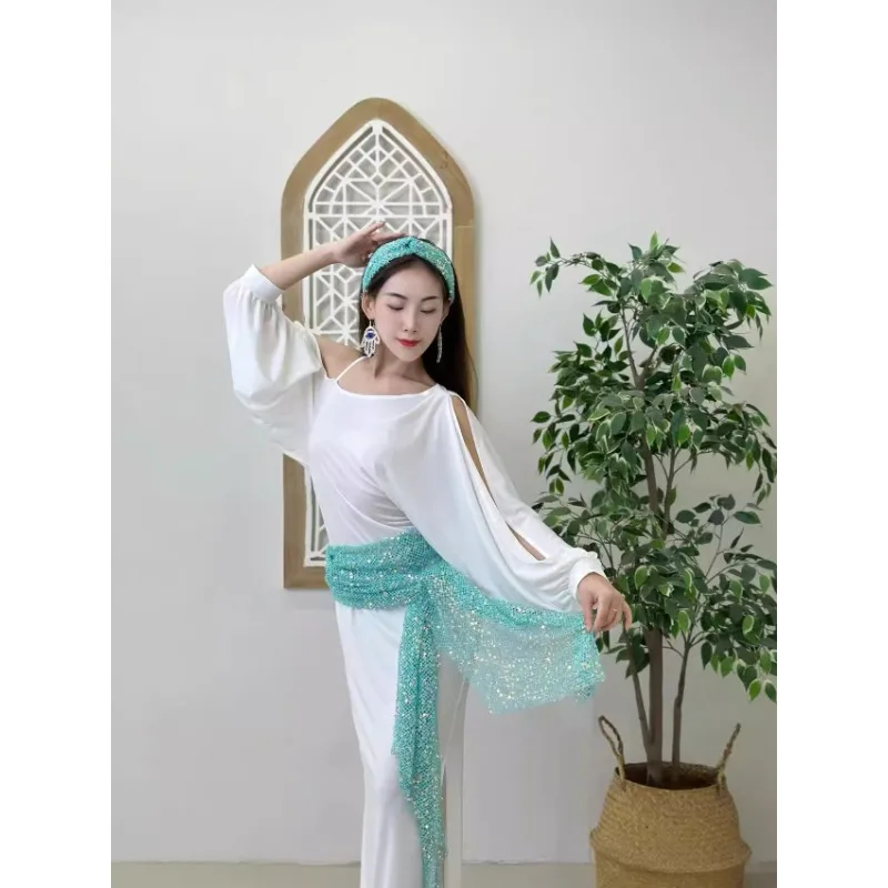 Costumi di danza del ventre personalizzati Abito BALADI Set di spettacoli popolari egiziani Foulard con cintura