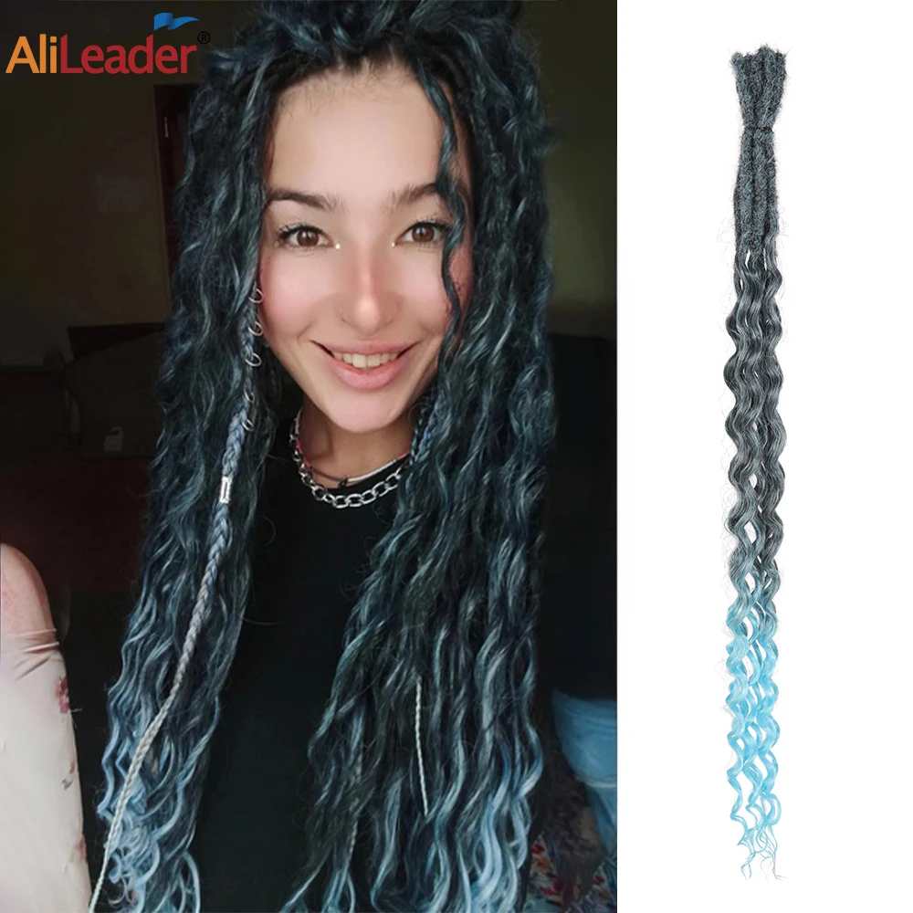 Ombre Double Ended Dreadlock Extensions Curly Ends Dreadlocks 24 Inch 5/10 Strands Dreadlock Handmade Dreads Extension For Women