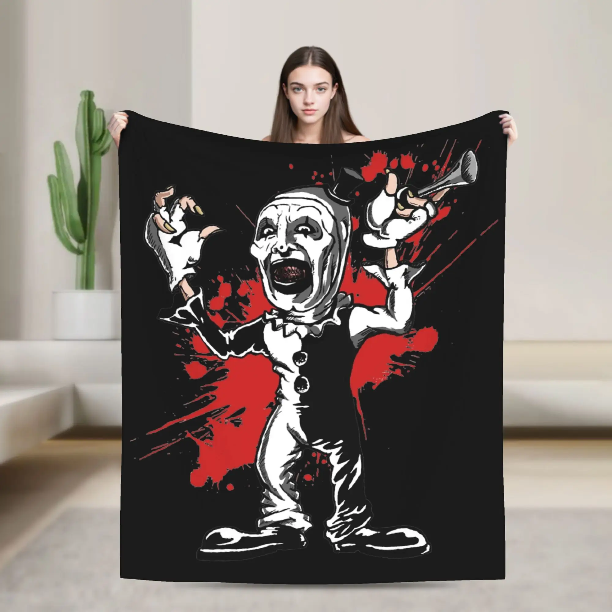 Terrifier    Art The Clown Coral Fleece Plush Throw Blanket Horror Movie Blanket for Bed Office Super Soft Bed Rug
