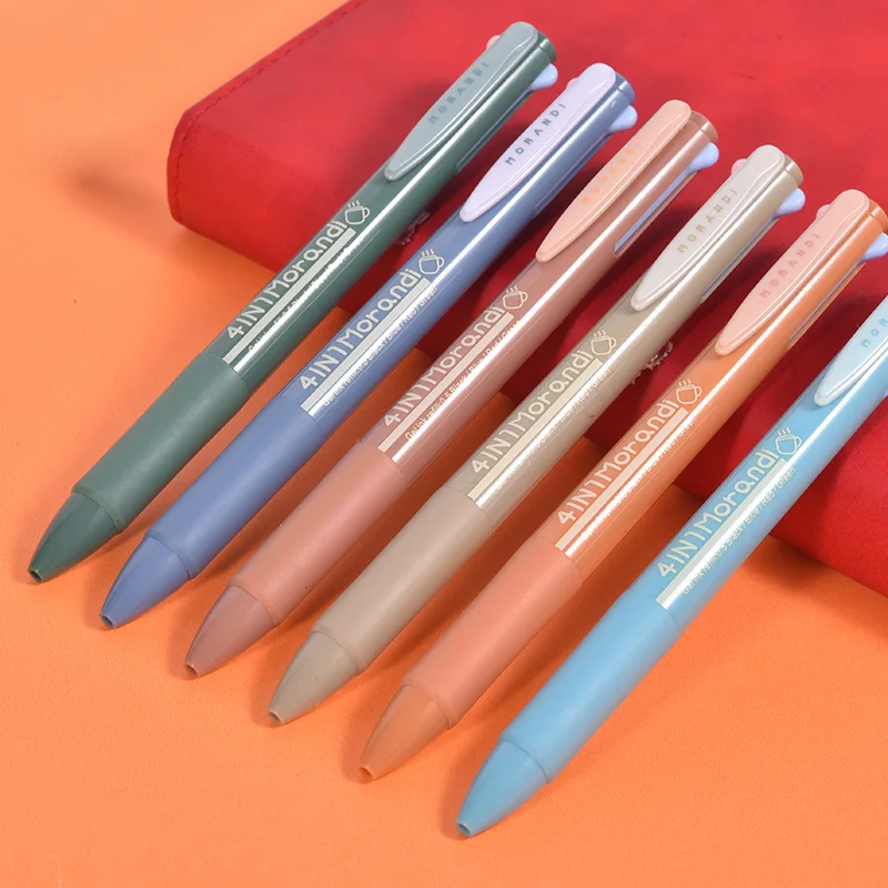 Set mit 6 Stück einziehbaren 4-Farben-Neutralstiften für Notizen, Journaling und Schulbedarf. – Detail 12