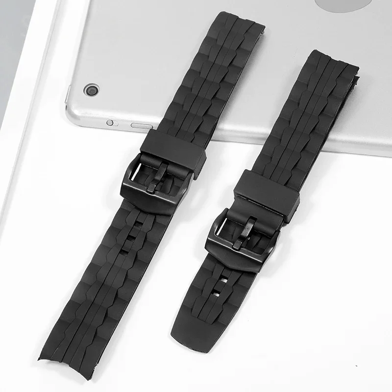 Premium Rubber Strap 22mm for Casio Edifice EF-550D EF-52 Stainless Pin Buckle Black Silicone Sport Men Replacement Watch Band view 4